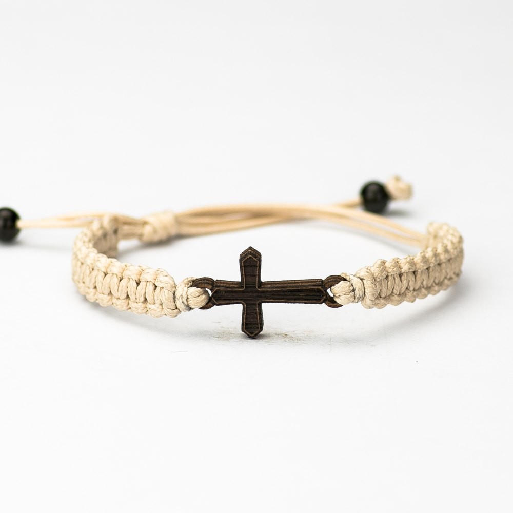 Wooden Bracelet Cross Merbau Cotton (3)