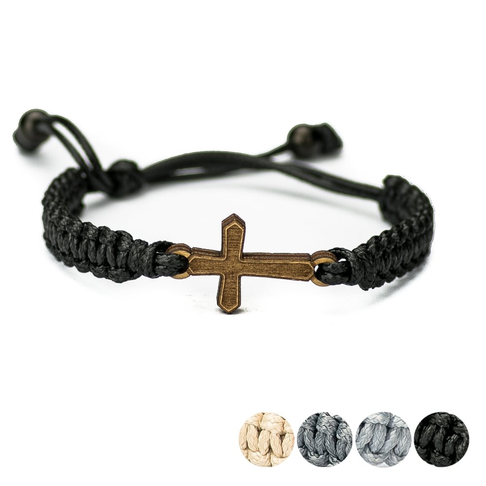 Wooden Bracelet Cross Anigre Cotton (1)