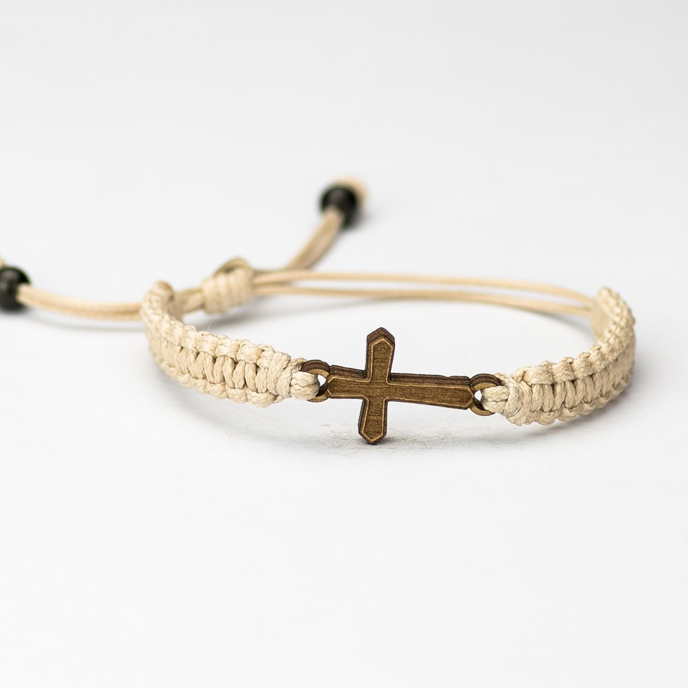 Wooden Bracelet Cross Anigre Cotton (3)