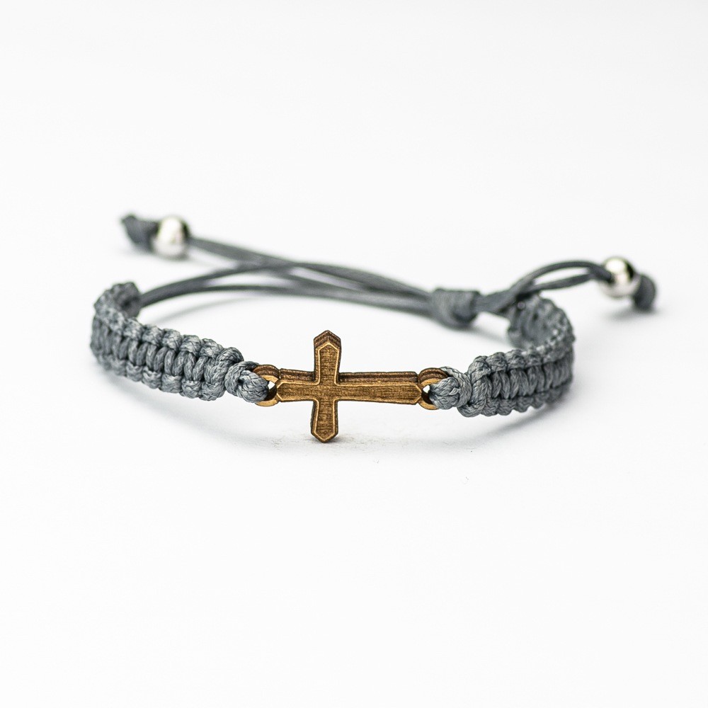 Wooden Bracelet Cross Anigre Cotton (5)