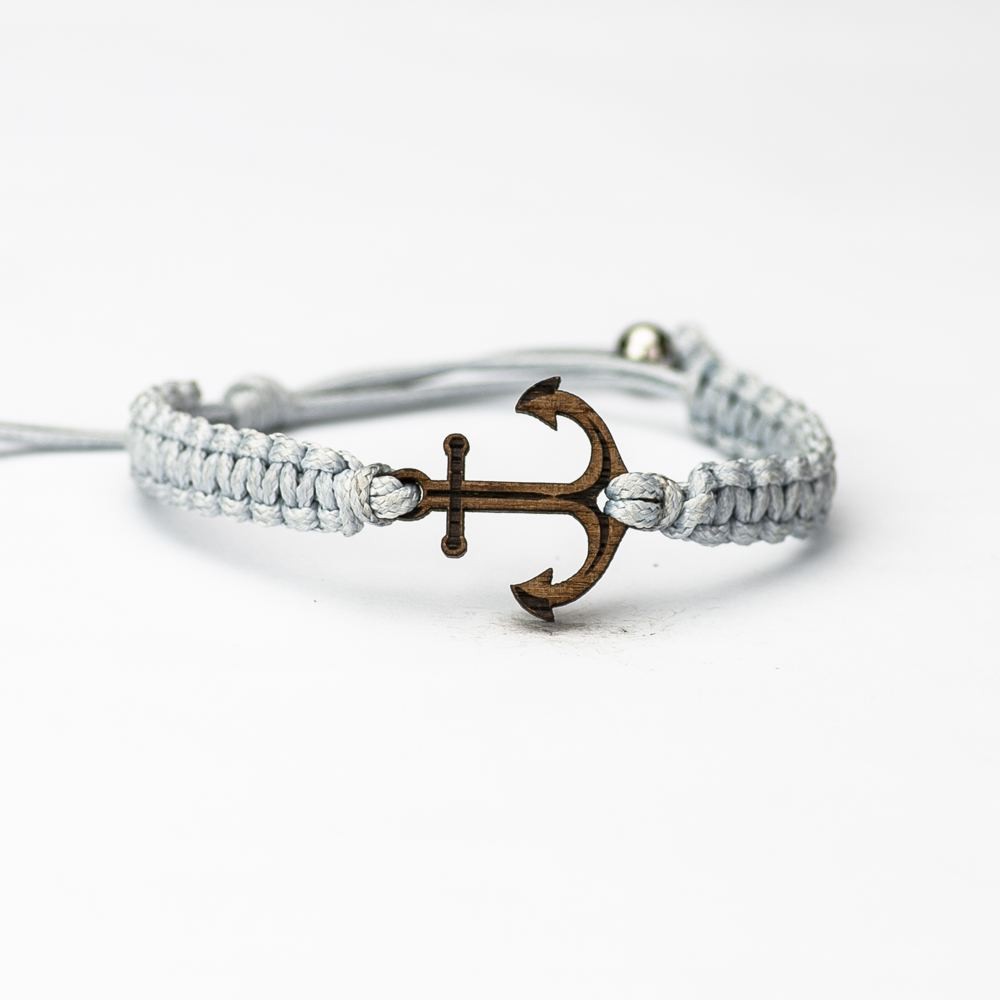 Wooden Bracelet Anchor Merbau Cotton (4)