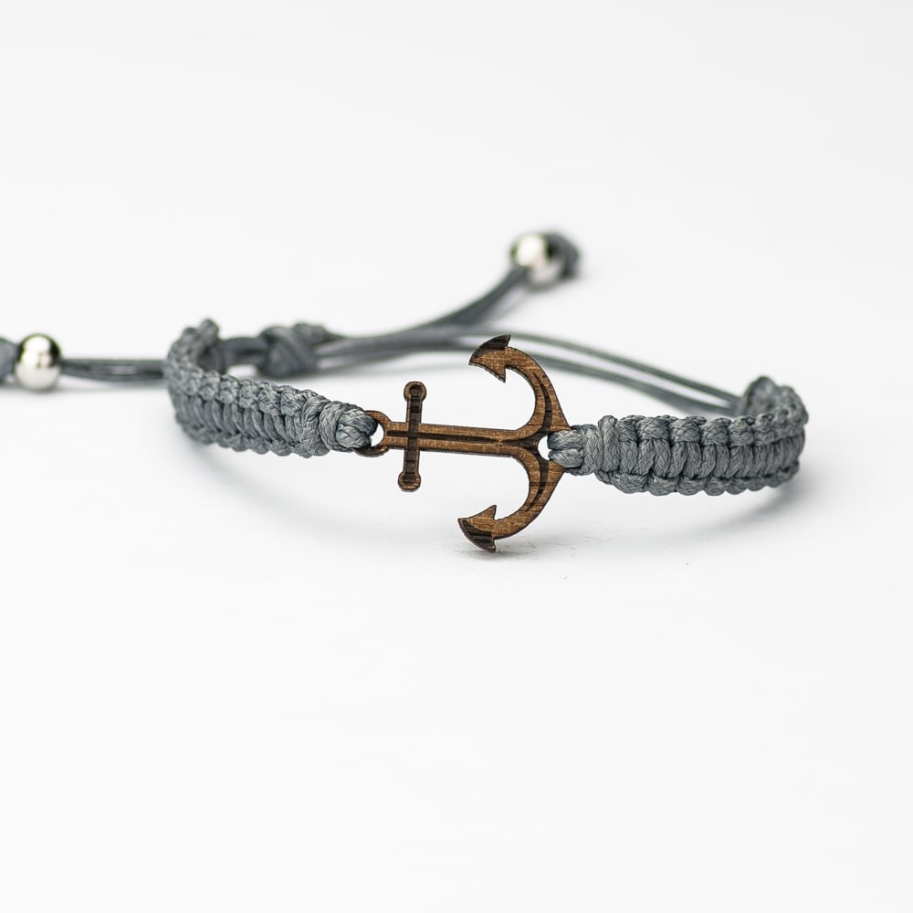 Wooden Bracelet Anchor Merbau Cotton (5)