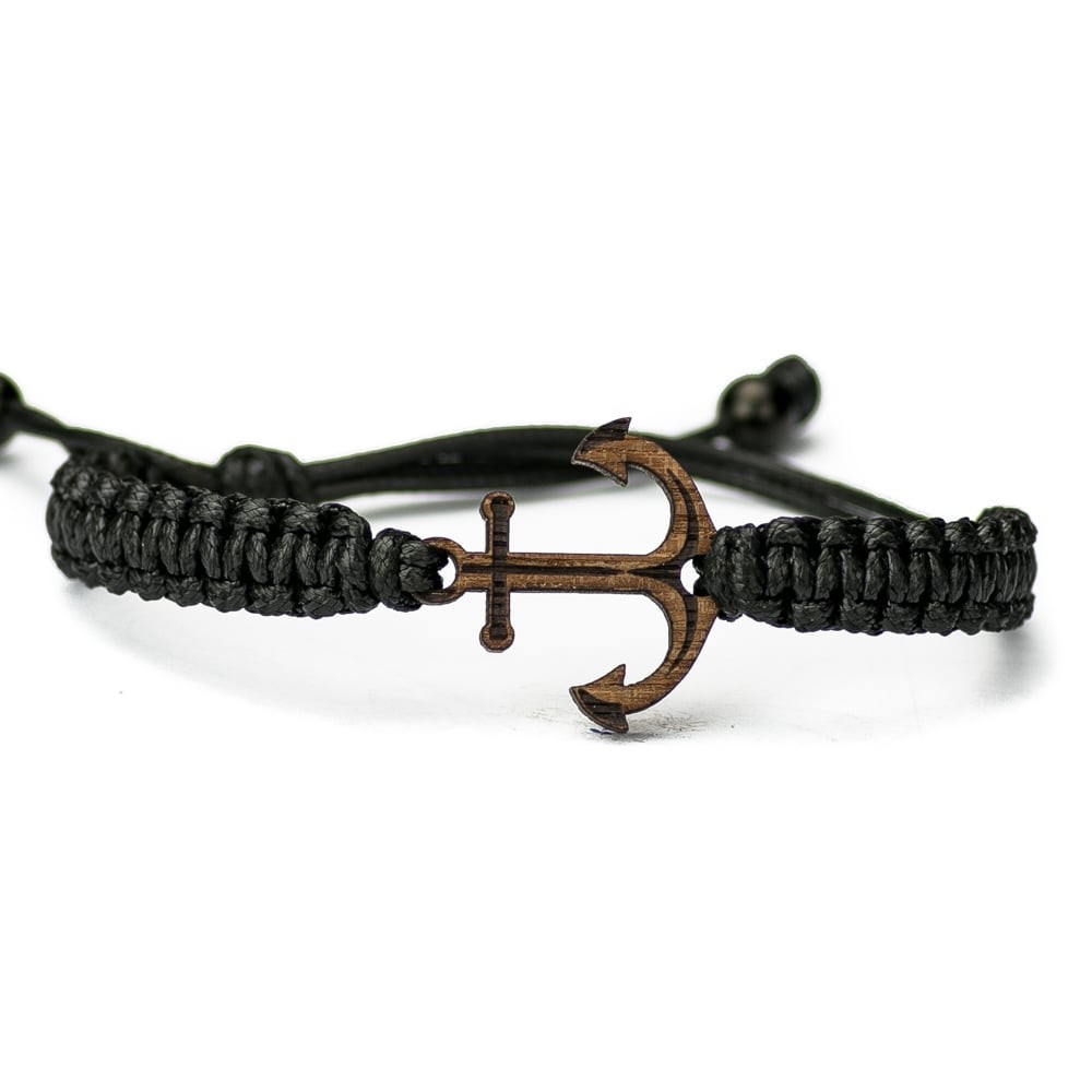 Wooden Bracelet Anchor Merbau Cotton (6)