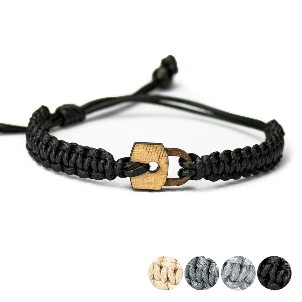 Wooden Bracelet Padlock Anigre Cotton (1)