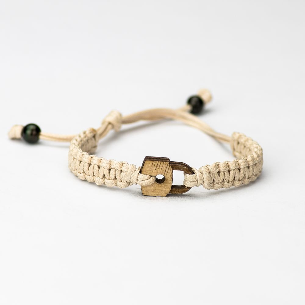 Wooden Bracelet Padlock Anigre Cotton (3)