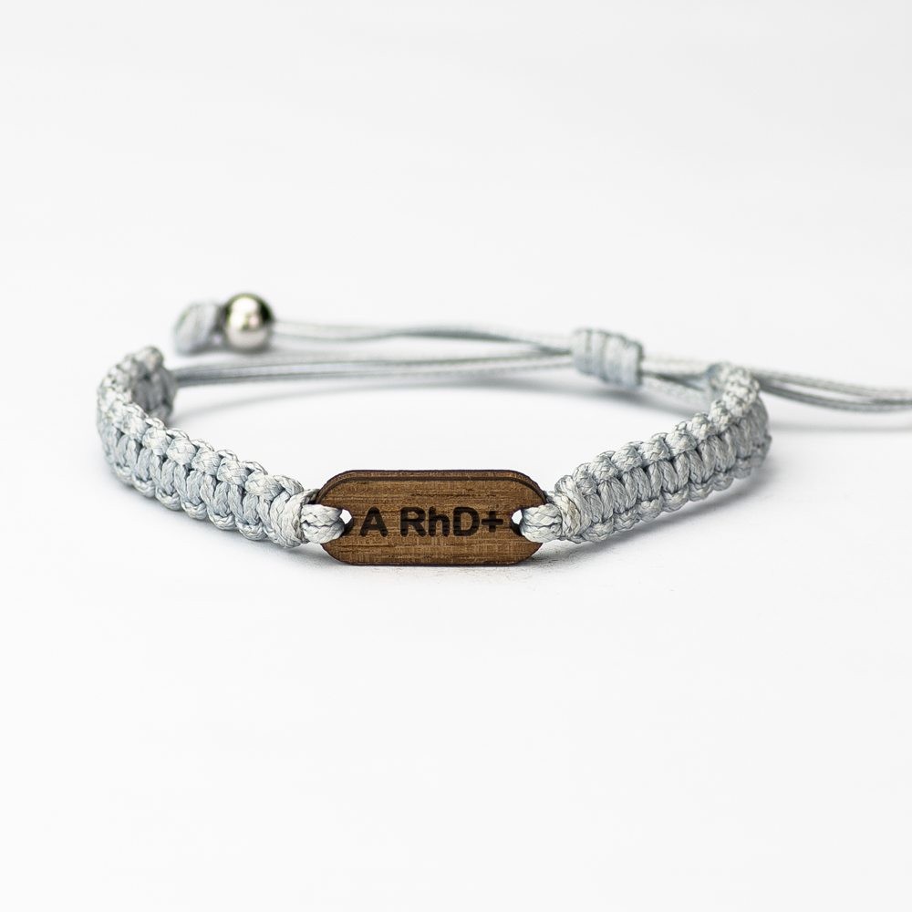 Wooden Bracelet Blood Type Merbau Cotton (Custom) (4)