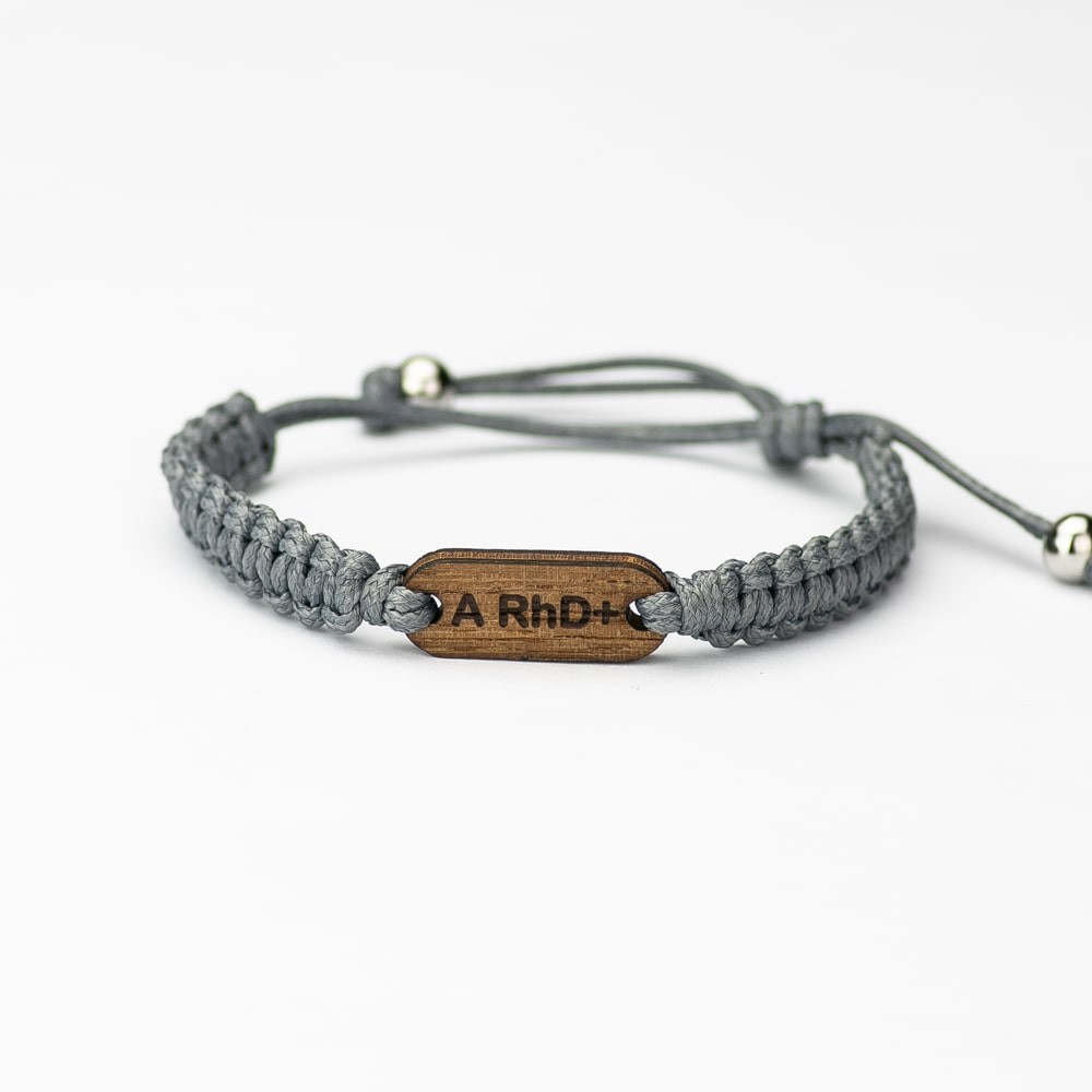 Wooden Bracelet Blood Type Merbau Cotton (Custom) (5)