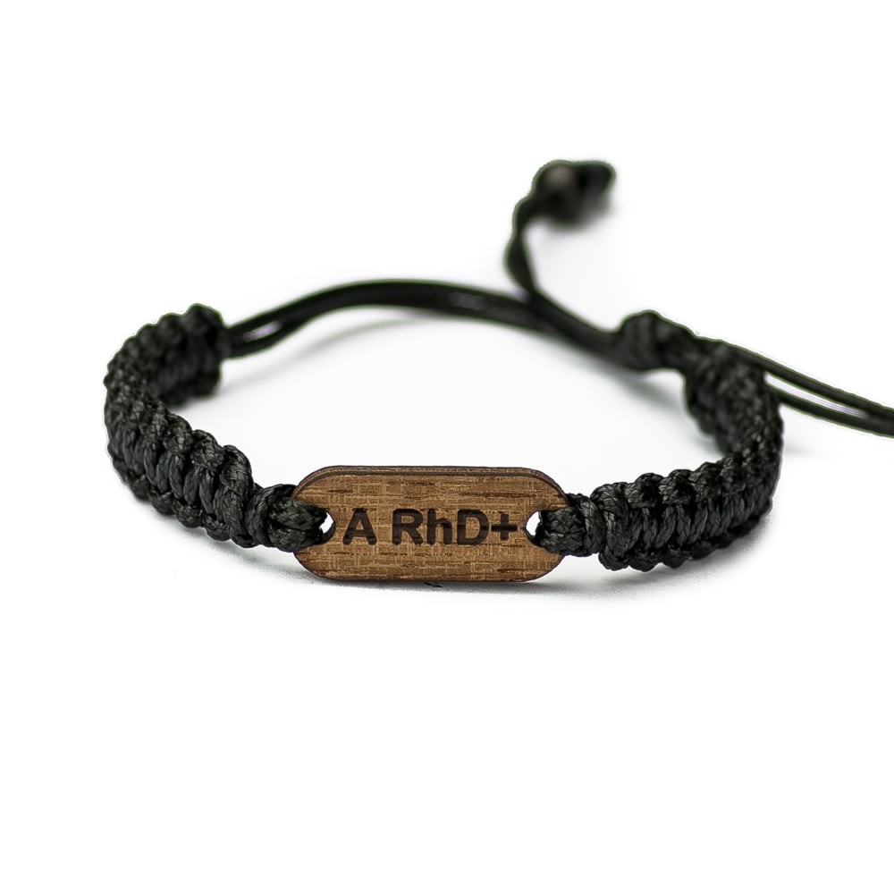 Wooden Bracelet Blood Type Merbau Cotton (Custom) (6)