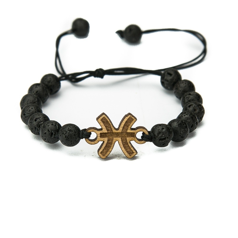 Wooden Bracelet Zodiac Sign - Pisces - Anigre Stone (1)
