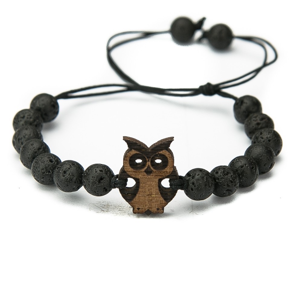 Wooden Bracelet Little Owl Merbau Stone (1)
