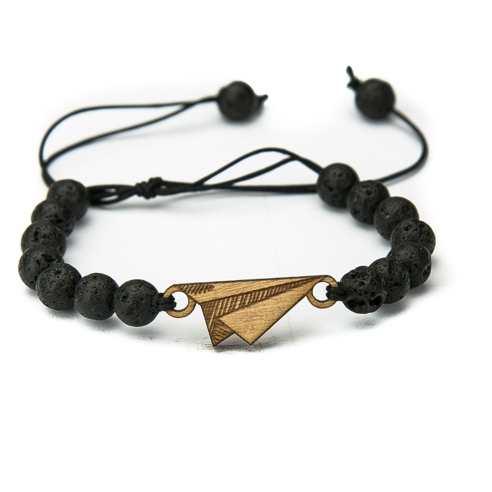 Wooden Bracelet Paper Plane Anigre Stone (1)