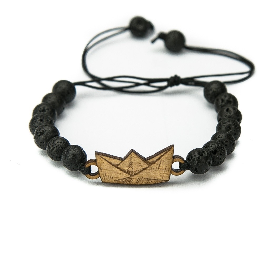 Wooden Bracelet Paper Boat Anigre Stone (1)