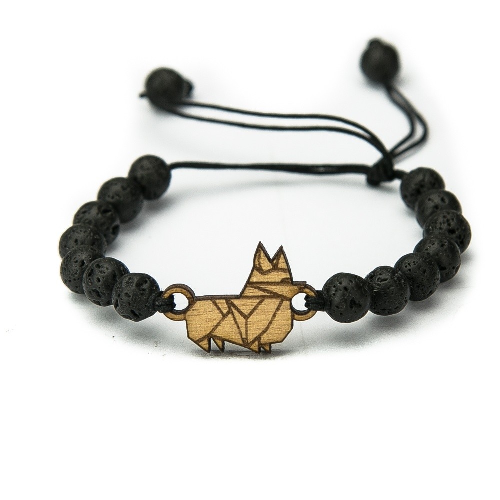Wooden Bracelet Dog 03 Anigre Stone (1)