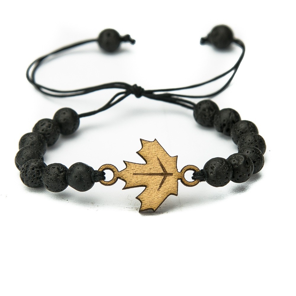 Wooden Bracelet Maple Leaf Anigre Stone (1)
