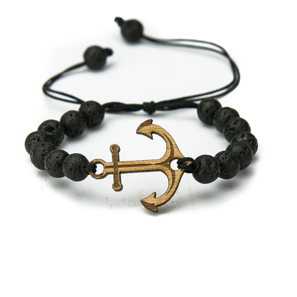 Wooden Bracelet Anchor Anigre Stone (1)