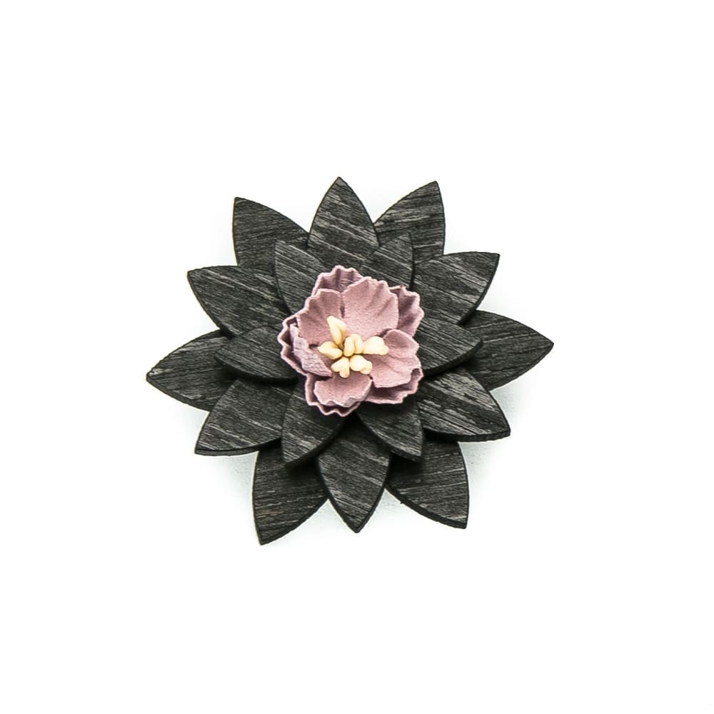 Drewniana wpinka / broszka Heban Pink (2)