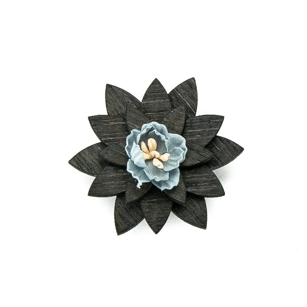 Drewniana wpinka / broszka Heban Blue (2)
