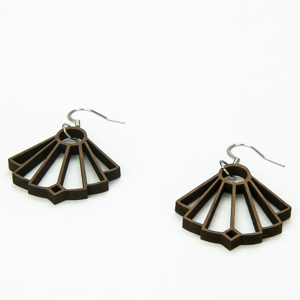 Wooden earrings IRIS American Walnut (2)