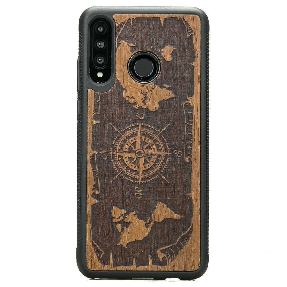 Huawei P30 Lite Compass Merbau Wood Case (1)
