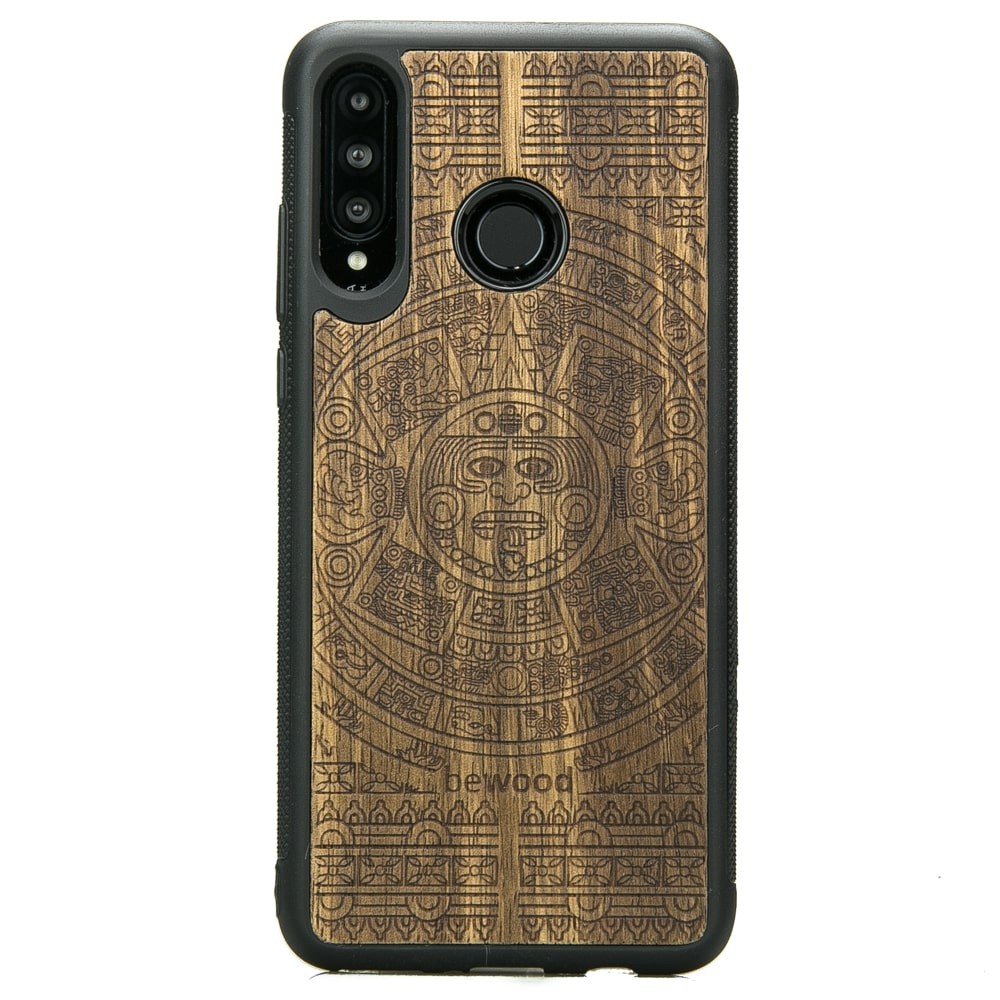Huawei P30 Lite Aztec Calendar Frake Wood Case (1)