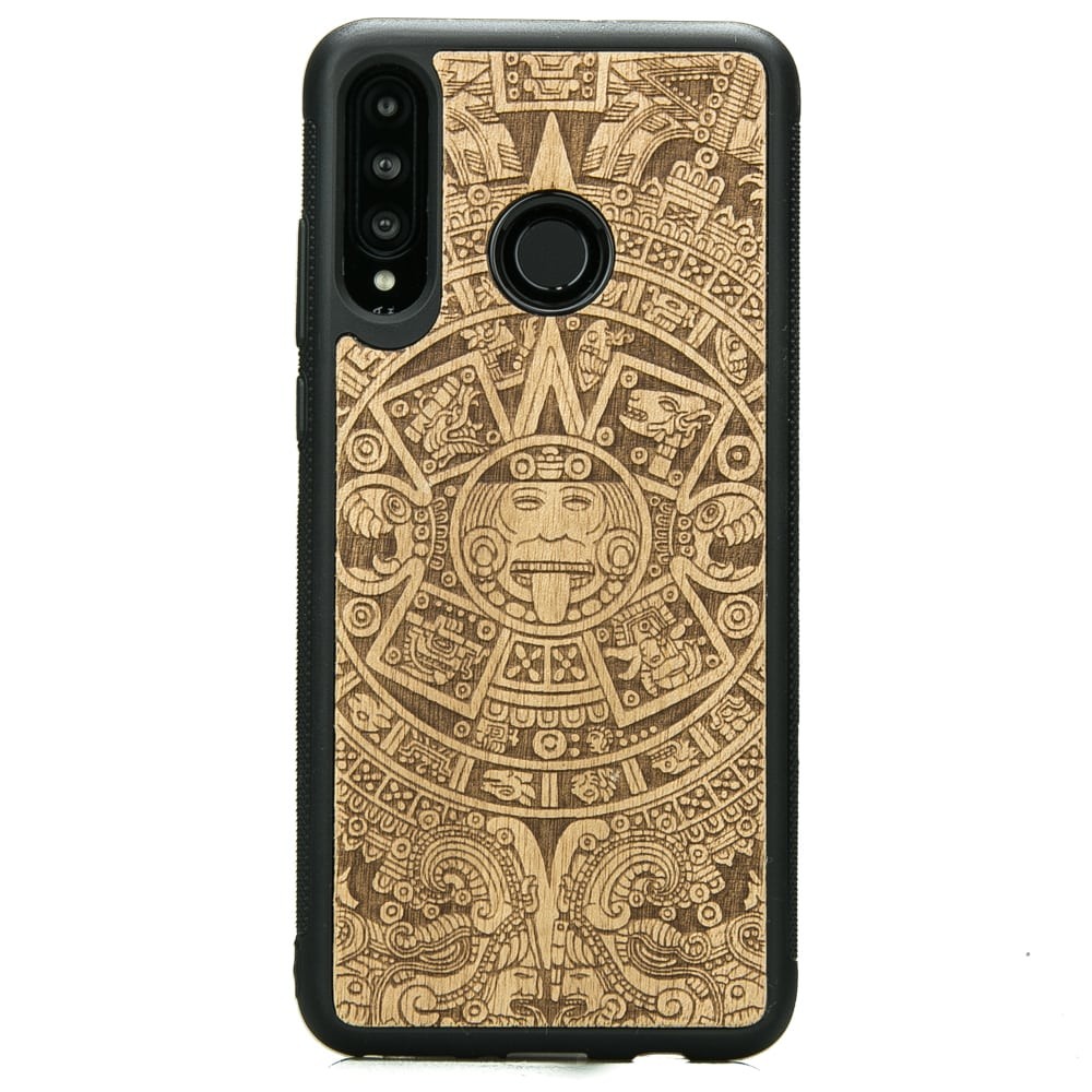 Drewniane Etui Huawei P30 Lite KALENDARZ AZTECKI ANIEGRE (1)