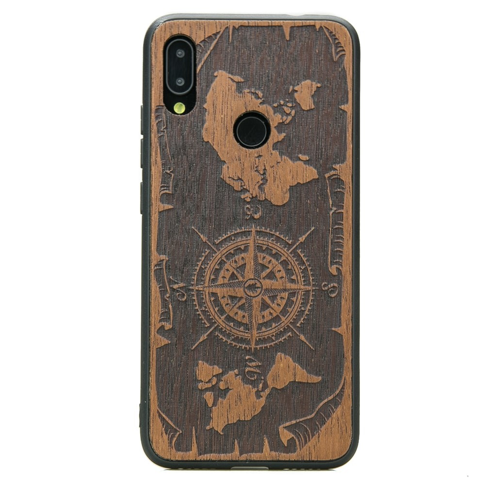 Drewniane Etui Xiaomi Redmi Note 7 RÓŻA WIATRÓW MERBAU (1)