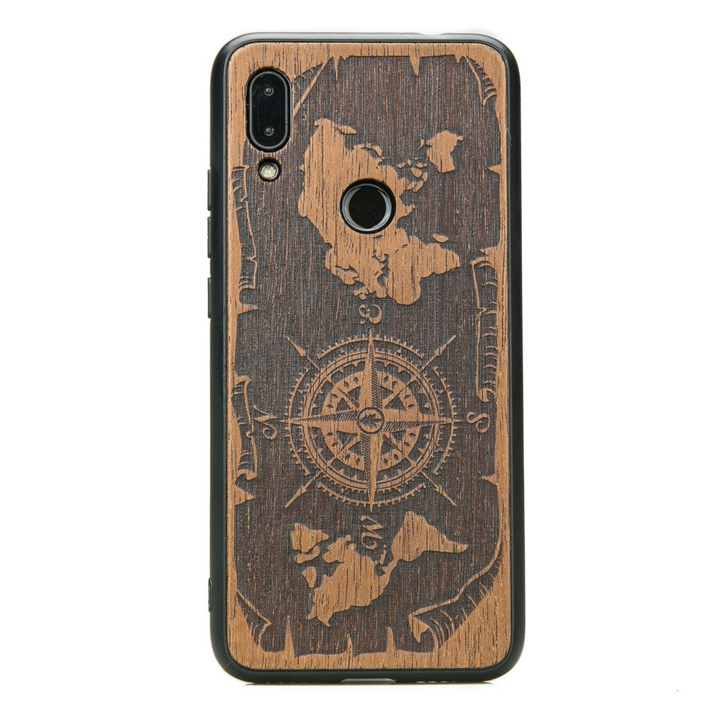 Drewniane Etui Xiaomi Redmi 7 RÓŻA WIATRÓW MERBAU (1)