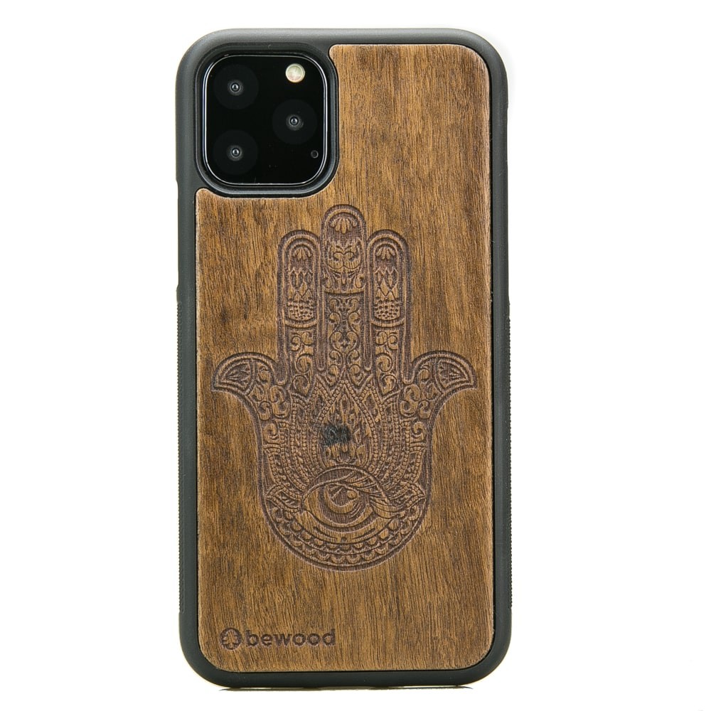 Drewniane Etui na iPhone 11 PRO HAMSA IMBUIA (1)