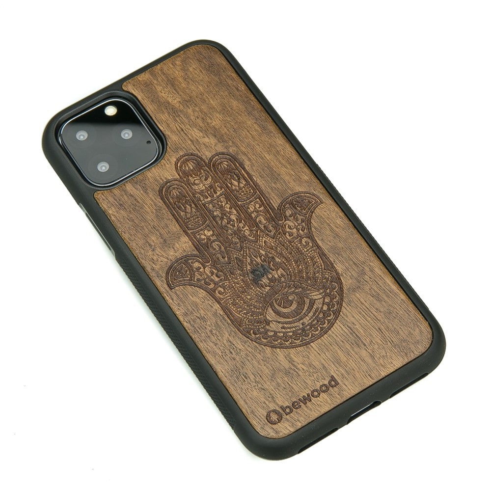 Drewniane Etui na iPhone 11 PRO HAMSA IMBUIA (2)