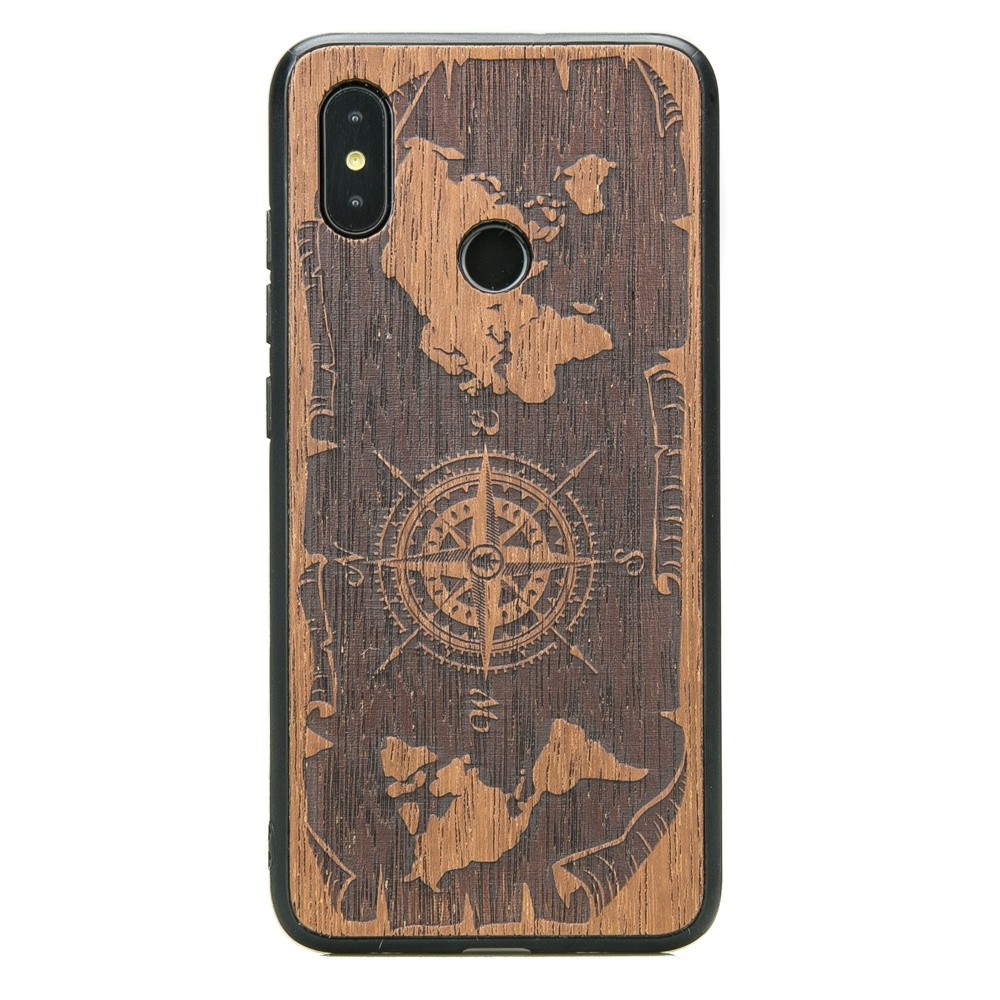 Drewniane Etui Xiaomi Mi 8 RÓŻA WIATRÓW MERBAU (1)