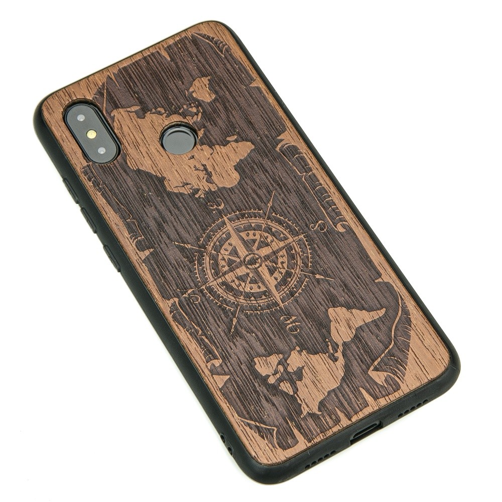 Drewniane Etui Xiaomi Mi 8 RÓŻA WIATRÓW MERBAU (2)