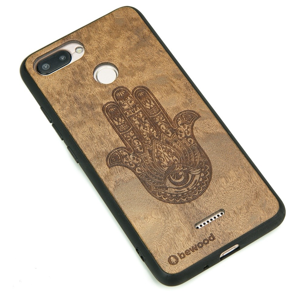 Drewniane Etui Xiaomi Redmi 6 / 6A HAMSA IMBUIA (2)