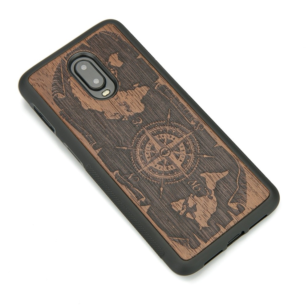 Drewniane Etui One Plus 6T / 7 RÓŻA WIATRÓW MERBAU (2)