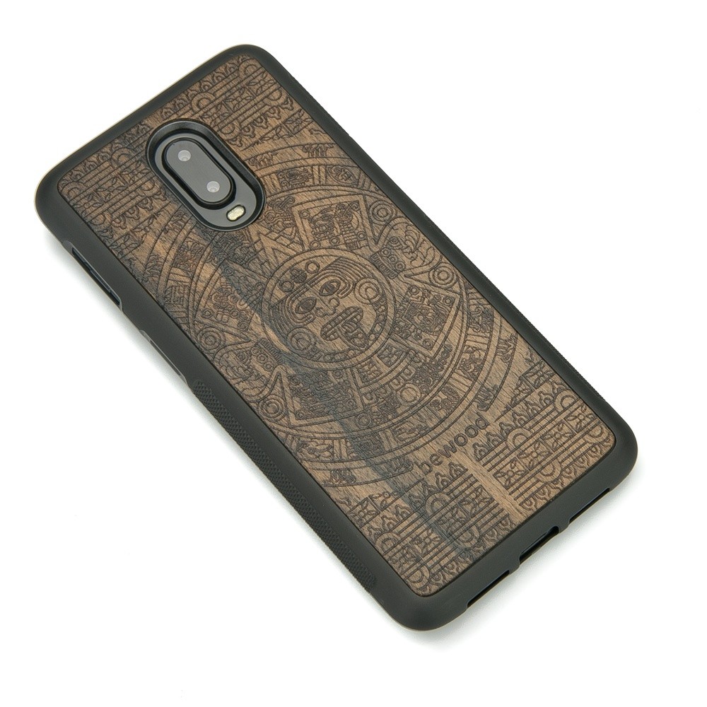 One Plus 6T Aztec Calendar Ziricote Wood Case (2)