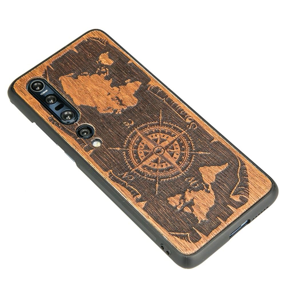 Drewniane Etui Xiaomi Mi 10 Pro RÓŻA WIATRÓW MERBAU (2)