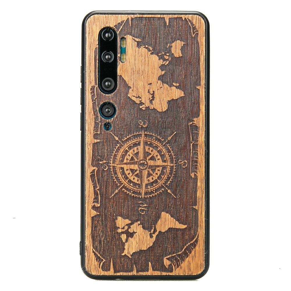 Drewniane Etui Xiaomi Mi Note 10 / 10 Pro RÓŻA WIATRÓW MERBAU (1)