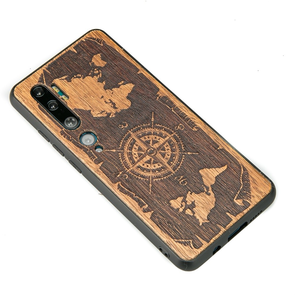 Drewniane Etui Xiaomi Mi Note 10 / 10 Pro RÓŻA WIATRÓW MERBAU (2)