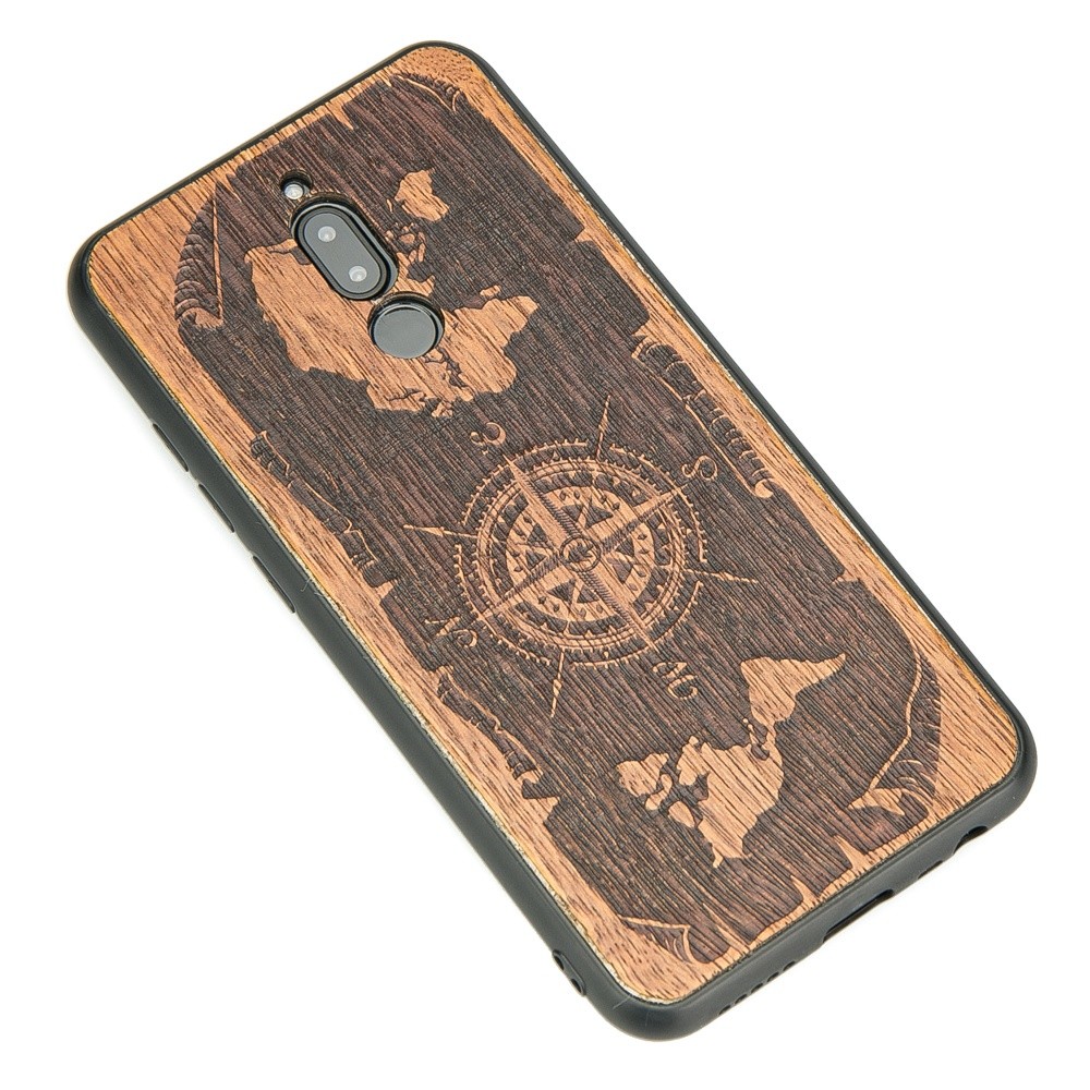 Drewniane Etui Xiaomi Redmi 8 RÓŻA WIATRÓW MERBAU (2)
