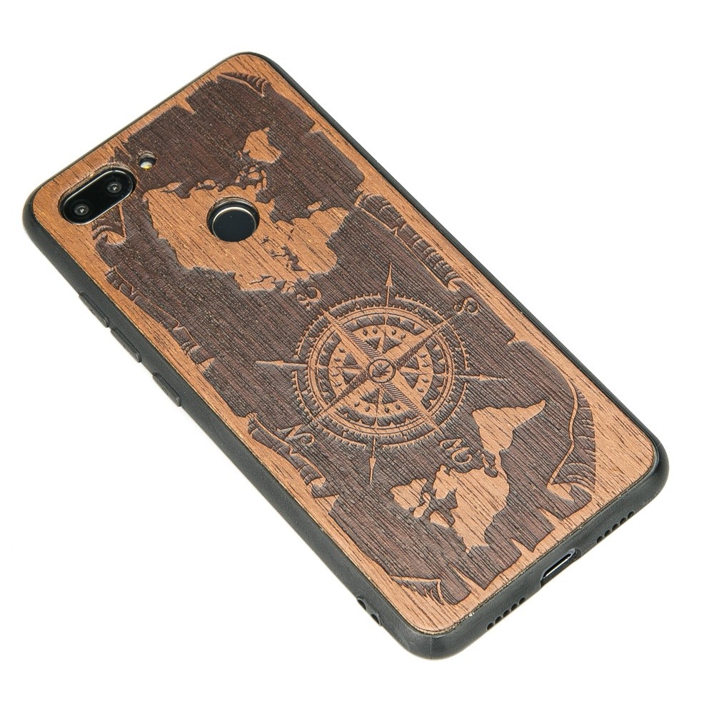 Drewniane Etui Xiaomi Mi 8 Lite RÓŻA WIATRÓW MERBAU (2)