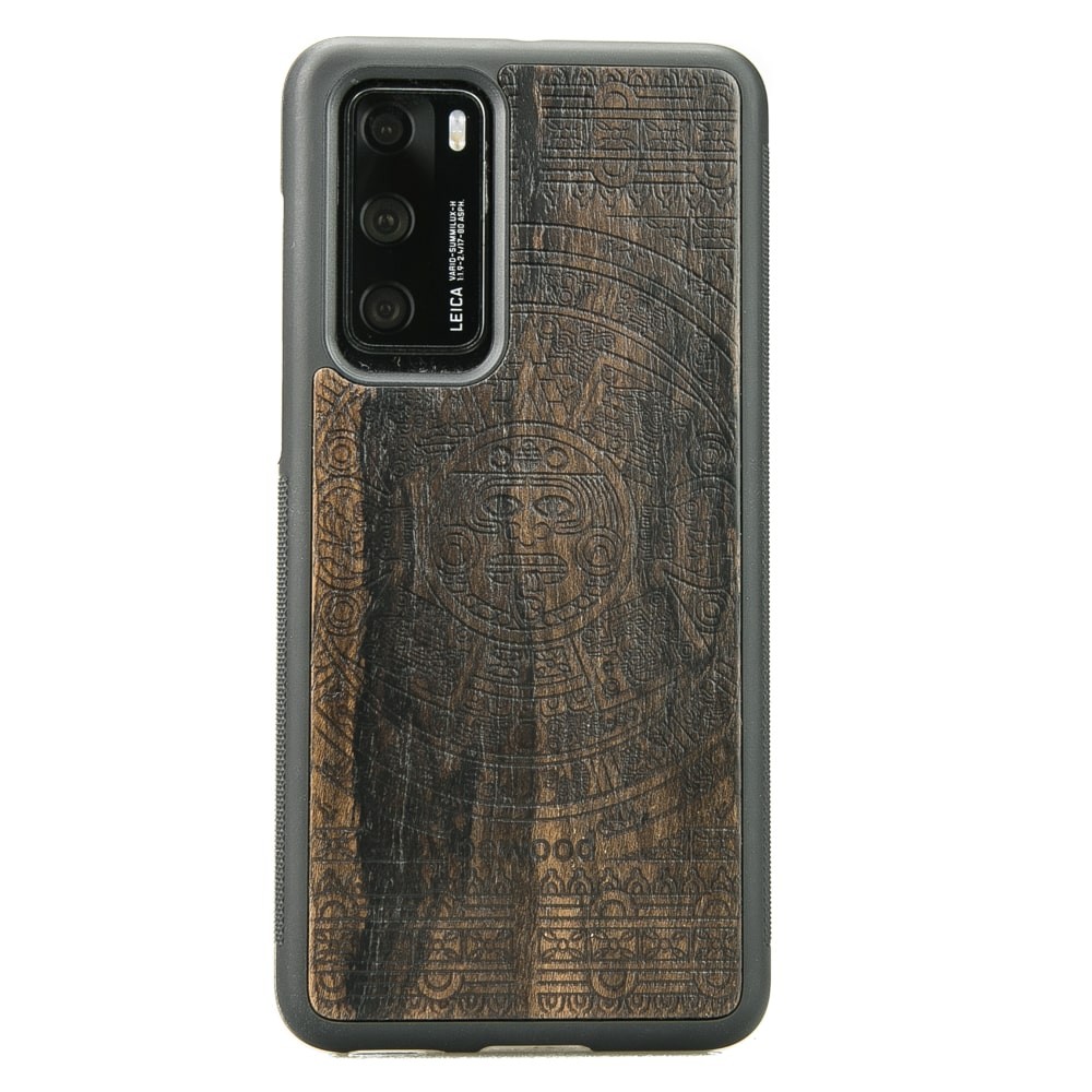 Huawei P40 Aztec Calendar Ziricote Wood Case (1)