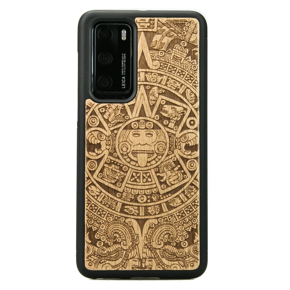 Drewniane Etui Huawei P40 KALENDARZ AZTECKI ANIEGRE (1)