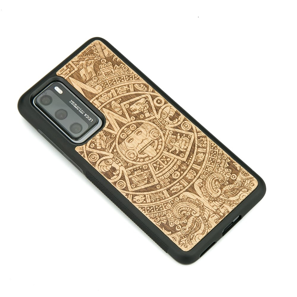 Drewniane Etui Huawei P40 KALENDARZ AZTECKI ANIEGRE (2)