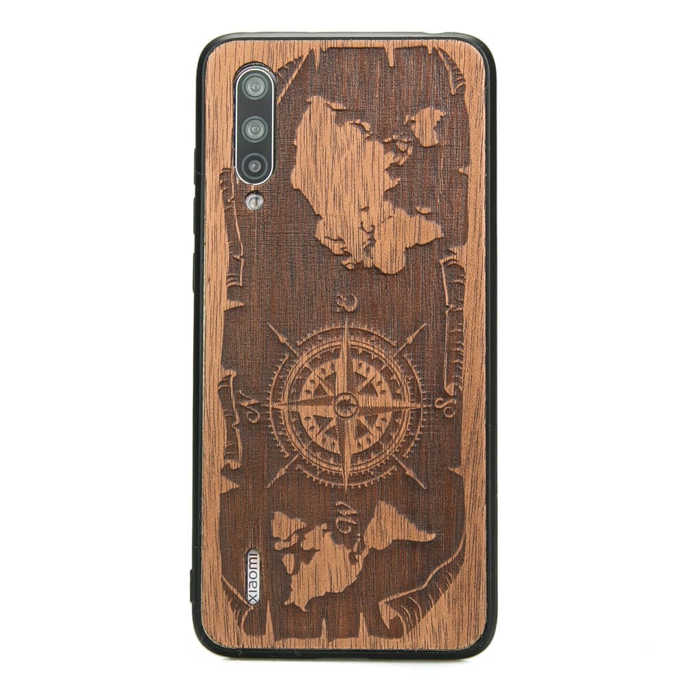 Drewniane Etui Xiaomi Mi 9 Lite RÓŻA WIATRÓW MERBAU (1)