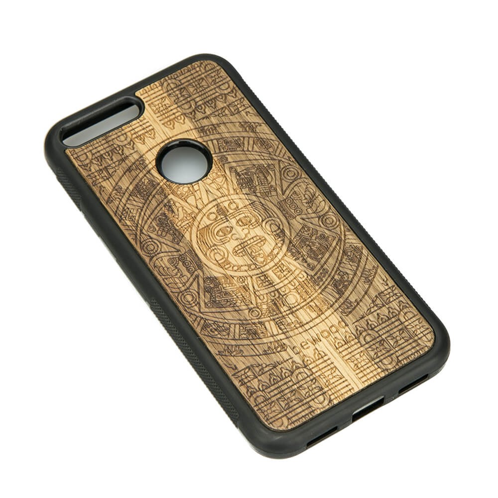 Google Pixel XL Aztec Calendar Frake Wood Case (2)