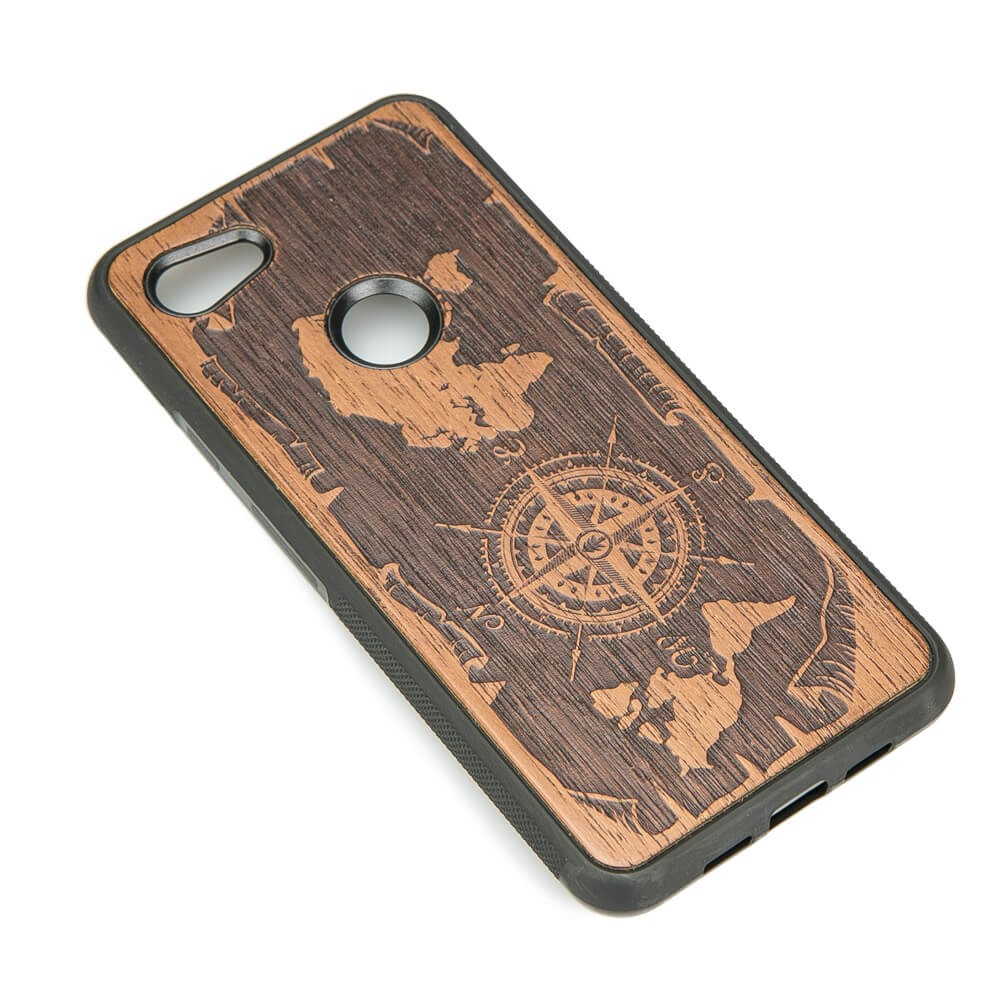 Drewniane Etui Google Pixel 3A XL RÓŻA WIATRÓW MERBAU (2)