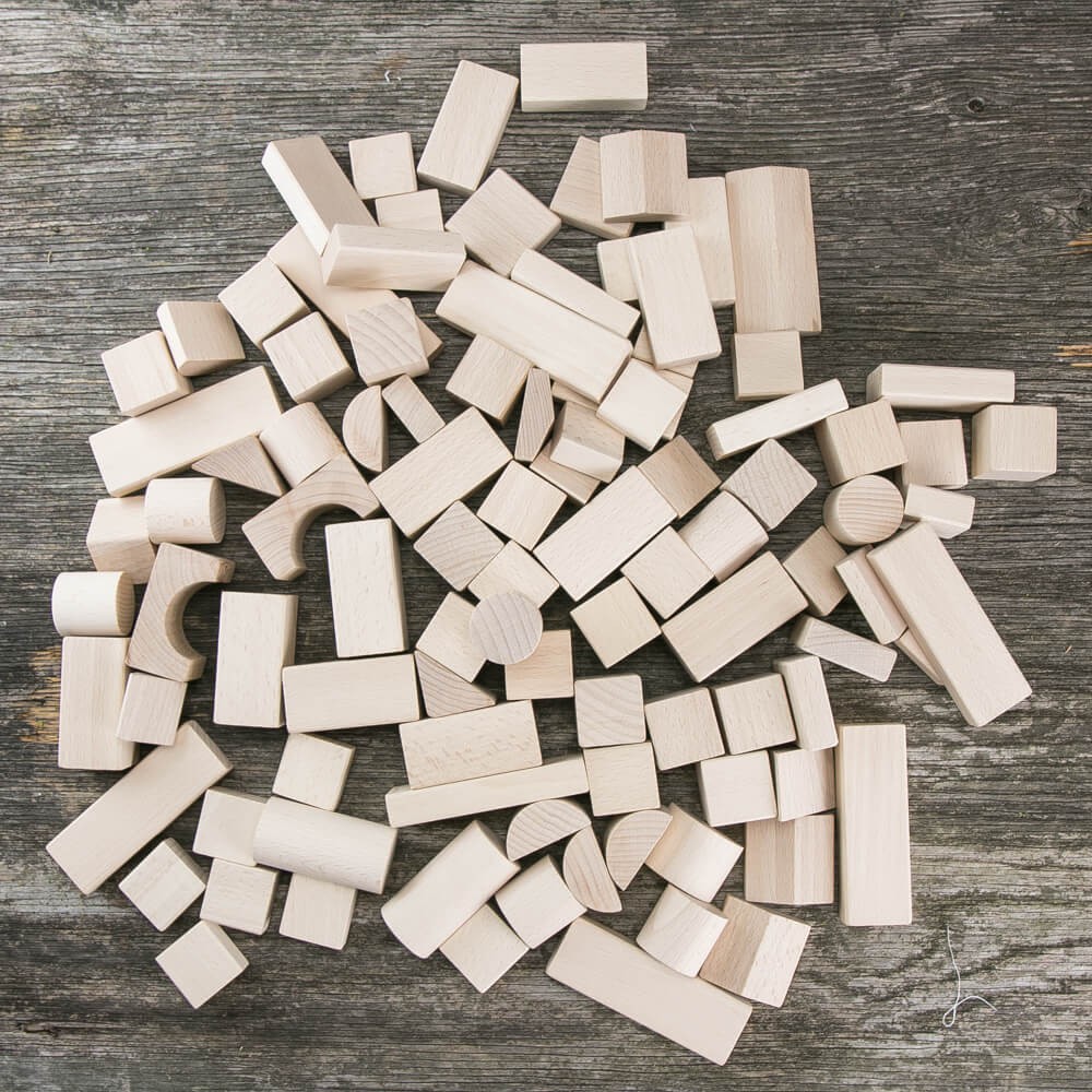 Drewniane klocki Bewood - Naturalne 100 szt. (1)
