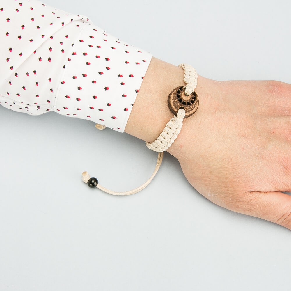 Wooden Bracelet Lady Day and Night Anigre Cotton (4)