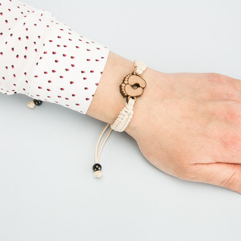 Wooden Bracelet Lady Feet Anigre Cotton (4)