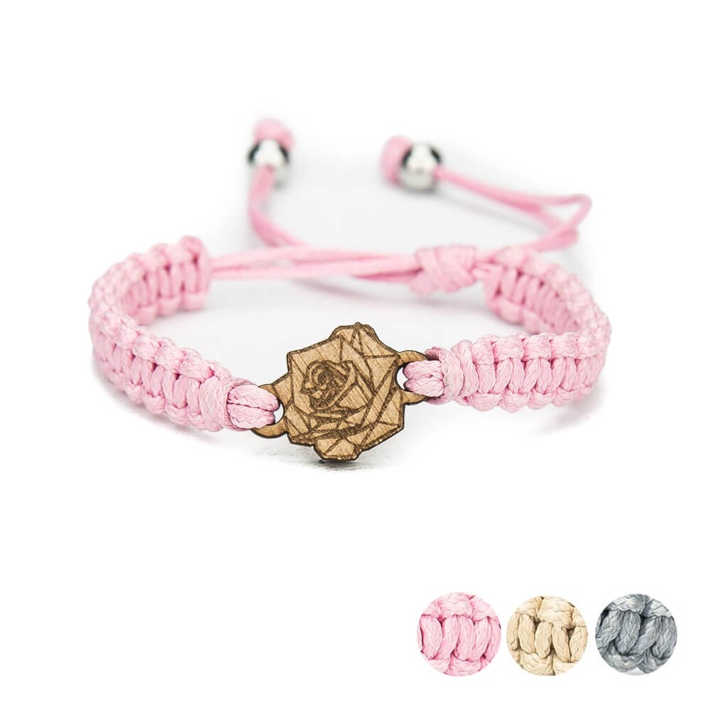 Wooden Bracelet Lady Geometric Rose Anigre Cotton (1)