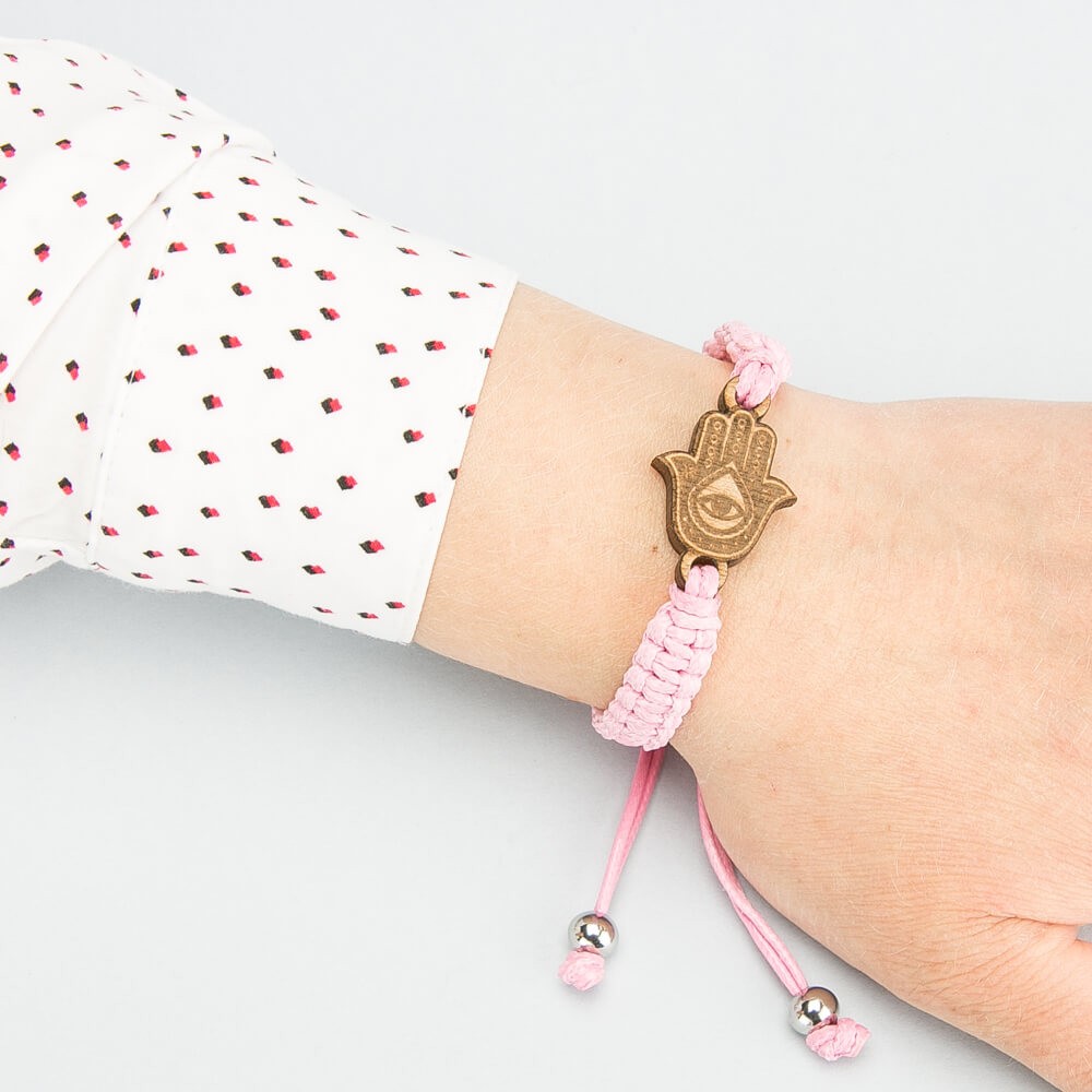 Wooden Bracelet Lady Hamsa Anigre Cotton (2)